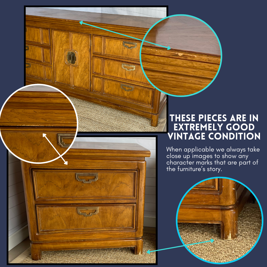 MCM Vintage Thomasville Furniture Mystique Collection DRESSER & 2 NIGHTSTANDS