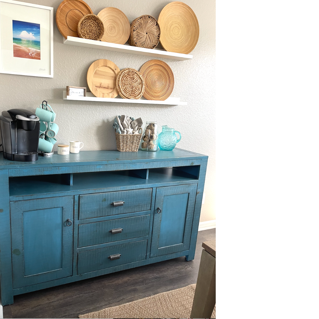 CONSOLE TABLE or ENTRY TABLE in a COASTAL STYLE aqua blue-green