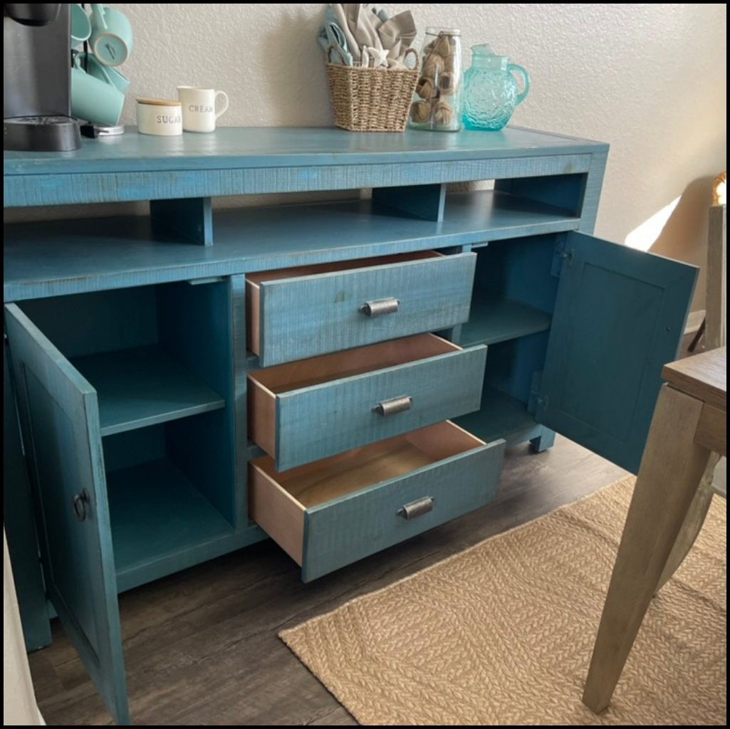CONSOLE TABLE or ENTRY TABLE in a COASTAL STYLE aqua blue-green