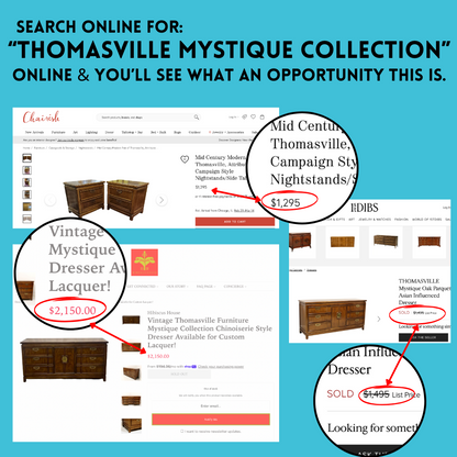 MCM Vintage Thomasville Furniture Mystique Collection DRESSER & 2 NIGHTSTANDS