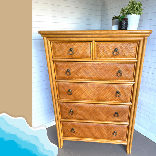 (SOLD) COASTAL DRESSER - American Drew Antigua Collection (chest of drawers, bureau) Tommy Bahama style