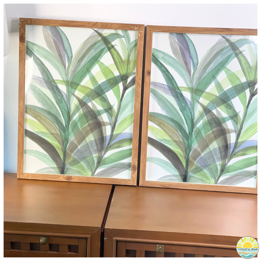 Tropical Palm Leaf Wall Art Set of 2 | ART  [AW-110]