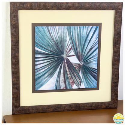 Matted Palm Frond Artwork with Textured Frame | ART  [AW-107]