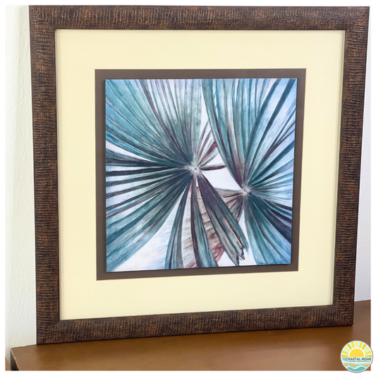 Matted Palm Frond Artwork with Textured Frame | ART  [AW-107]