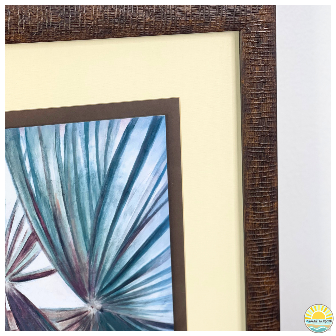 Matted Palm Frond Artwork with Textured Frame | ART  [AW-107]