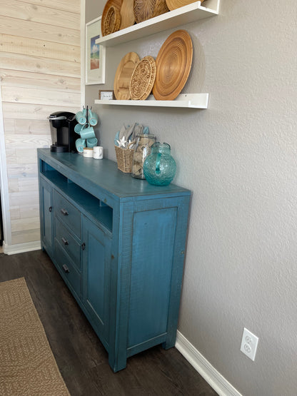 CONSOLE TABLE or ENTRY TABLE in a COASTAL STYLE aqua blue-green