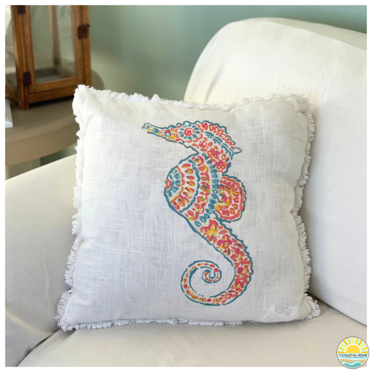 COASTAL SEAHORSE ACCENT PILLOW