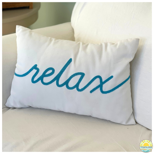 COASTAL STYLE SCRIPT PILLOW "RELAX"