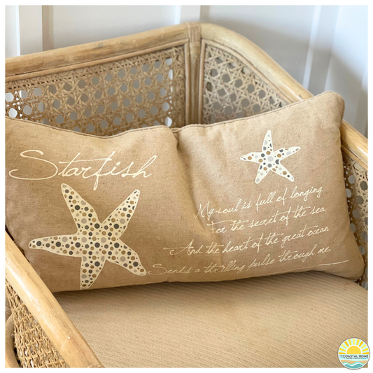 STARFISH SCRIPT COASTAL ACCENT PILLOW (Copy)